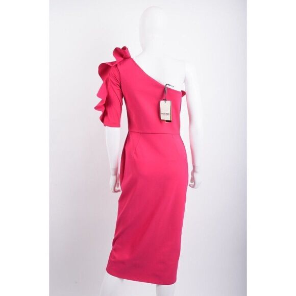Chiara Boni Womans Aleece Dress Gown Sz 8 EU 44 Pink One Shoulder Cocktail NWT - Picture 5 of 7